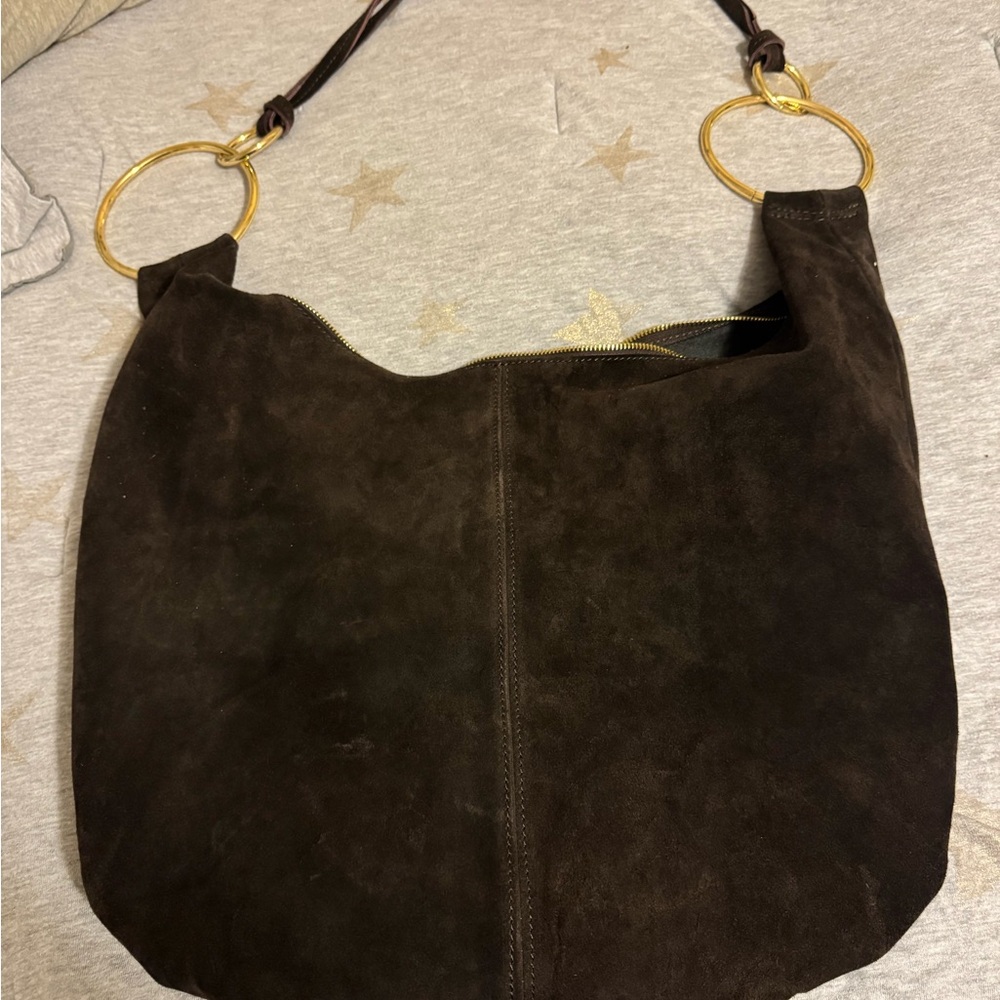 Elegant Brown Suede Shoulder Bag